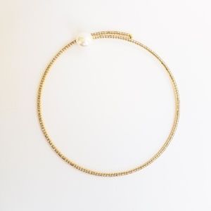 Golden Rhinestone Pearl Choker Necklace